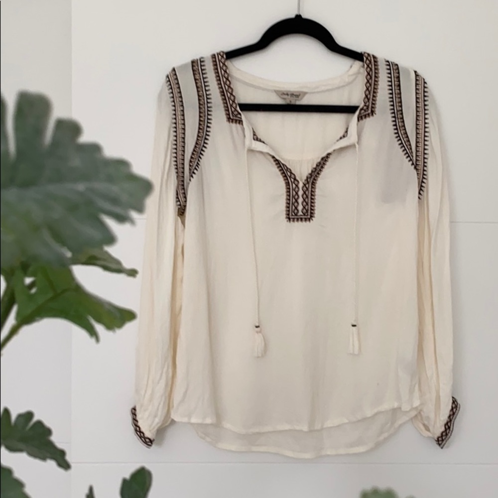 Lucky Brand Embroidered Boho Blouse